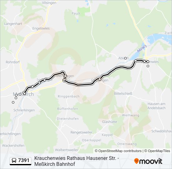 Автобус 7391: карта маршрута