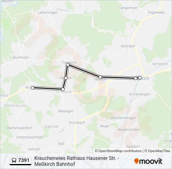 Автобус 7391: карта маршрута