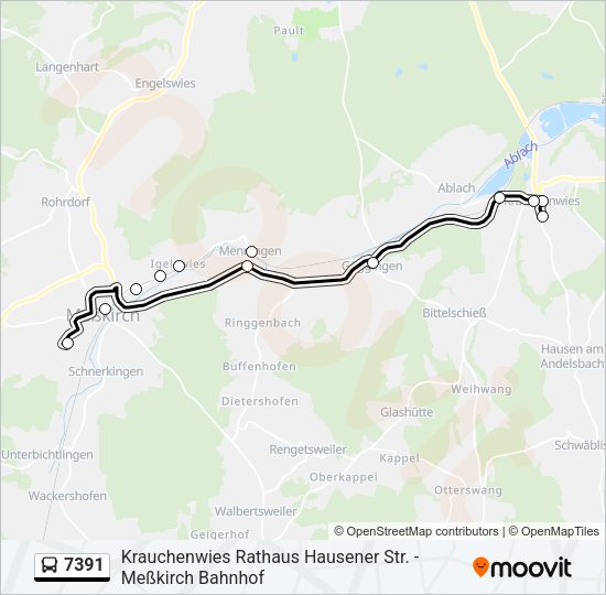 Автобус 7391: карта маршрута