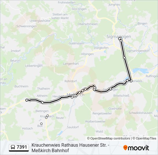 Автобус 7391: карта маршрута