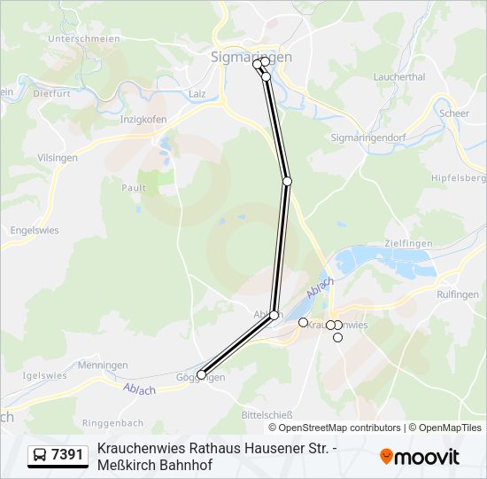 Автобус 7391: карта маршрута
