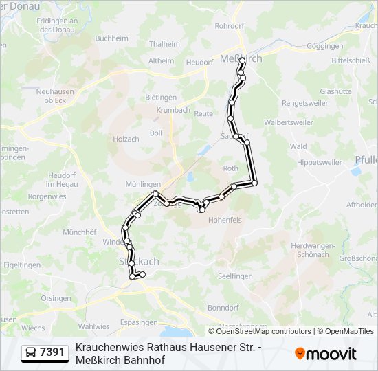 Автобус 7391: карта маршрута
