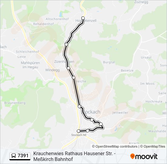 Автобус 7391: карта маршрута