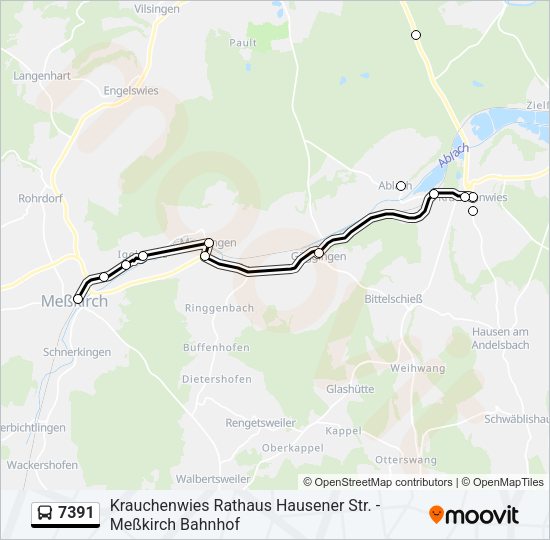 Автобус 7391: карта маршрута
