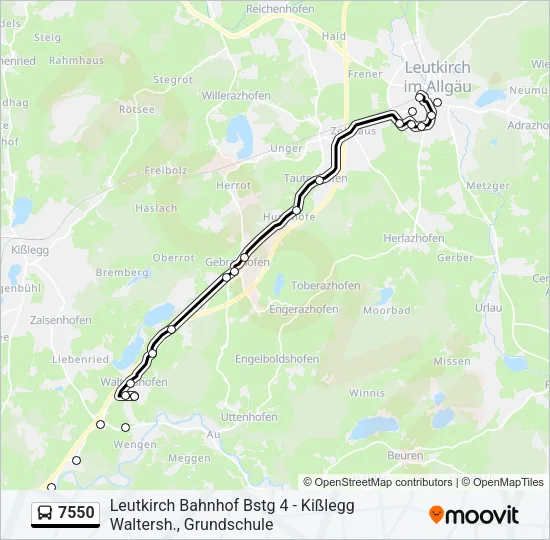 7550 Автобус Line Map
