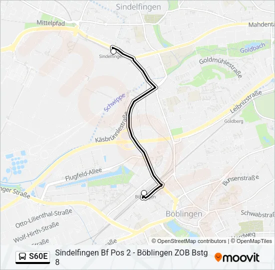 S60E Bus Line Map