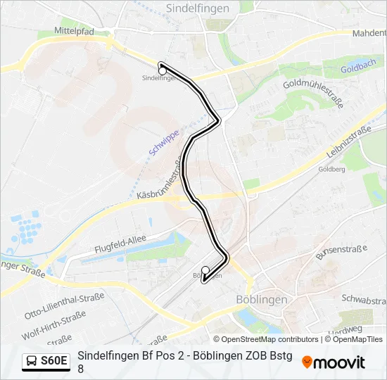 S60E Bus Line Map