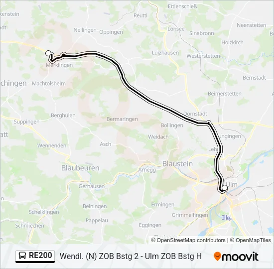 RE200 Bus Line Map