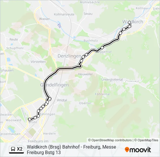 X2 Bus Line Map
