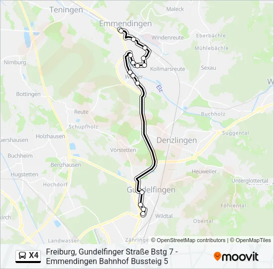 X4 Bus Line Map