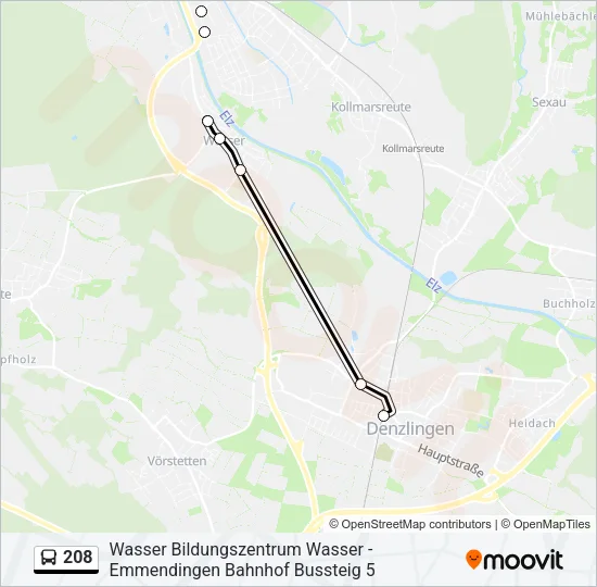 208 Bus Line Map