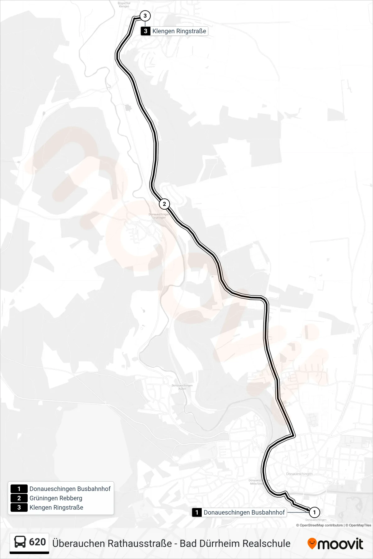 620 bus Line (Klengen Ringstraße) route and stops on a map