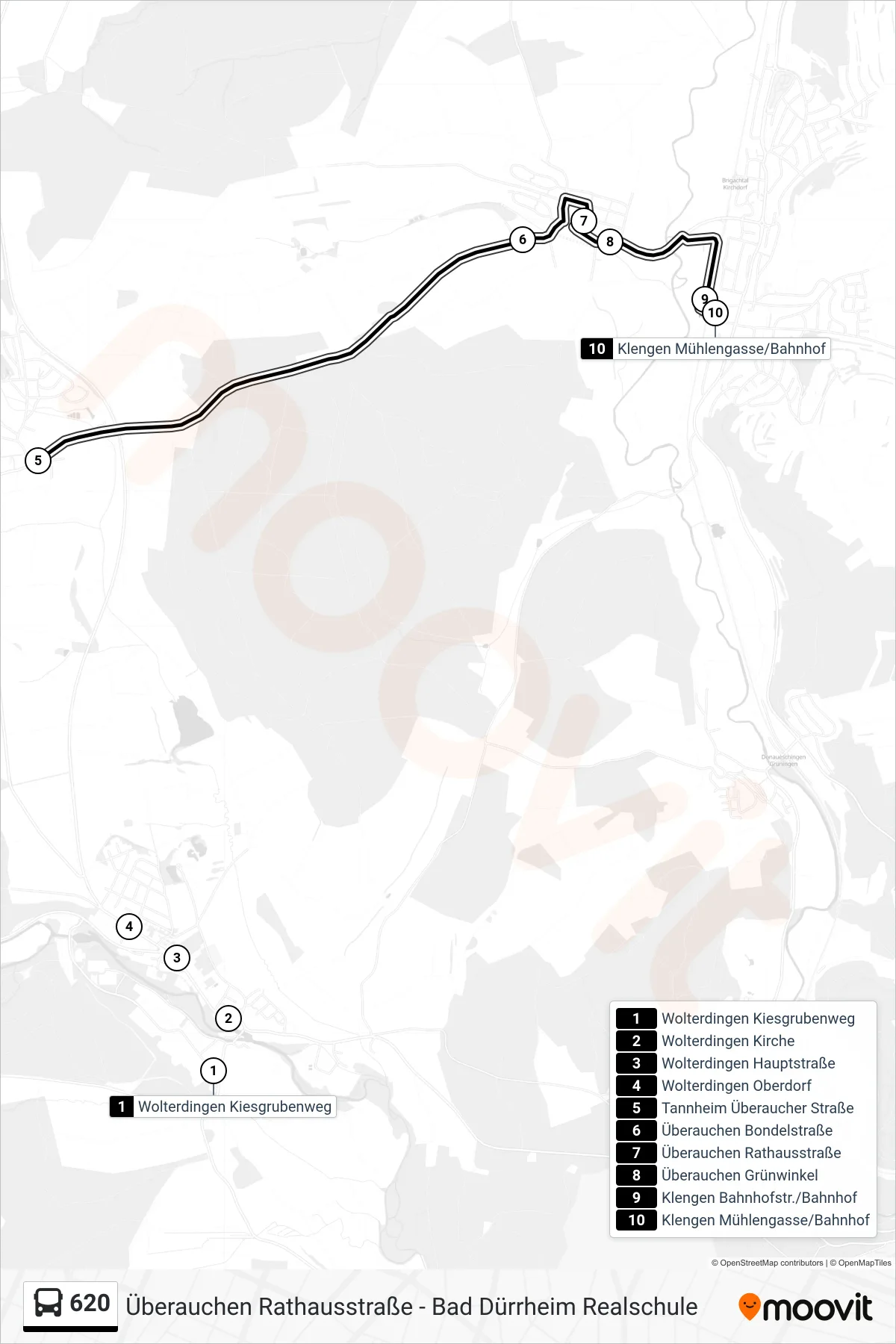 Linie 620 (Bus) Richtung Klengen Mühlengasse/Bahnhof: Route und Haltestellen auf der Karte