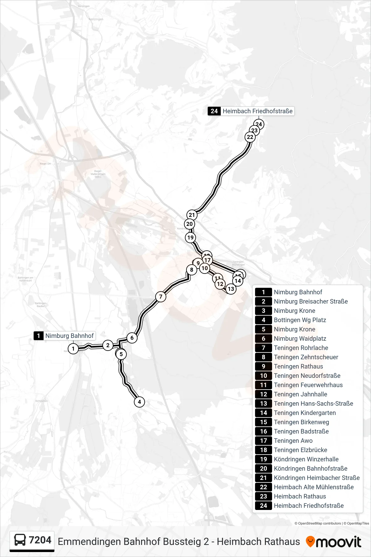 Linie 7204 (Bus) Richtung Heimbach Friedhofstraße: Route und Haltestellen auf der Karte
