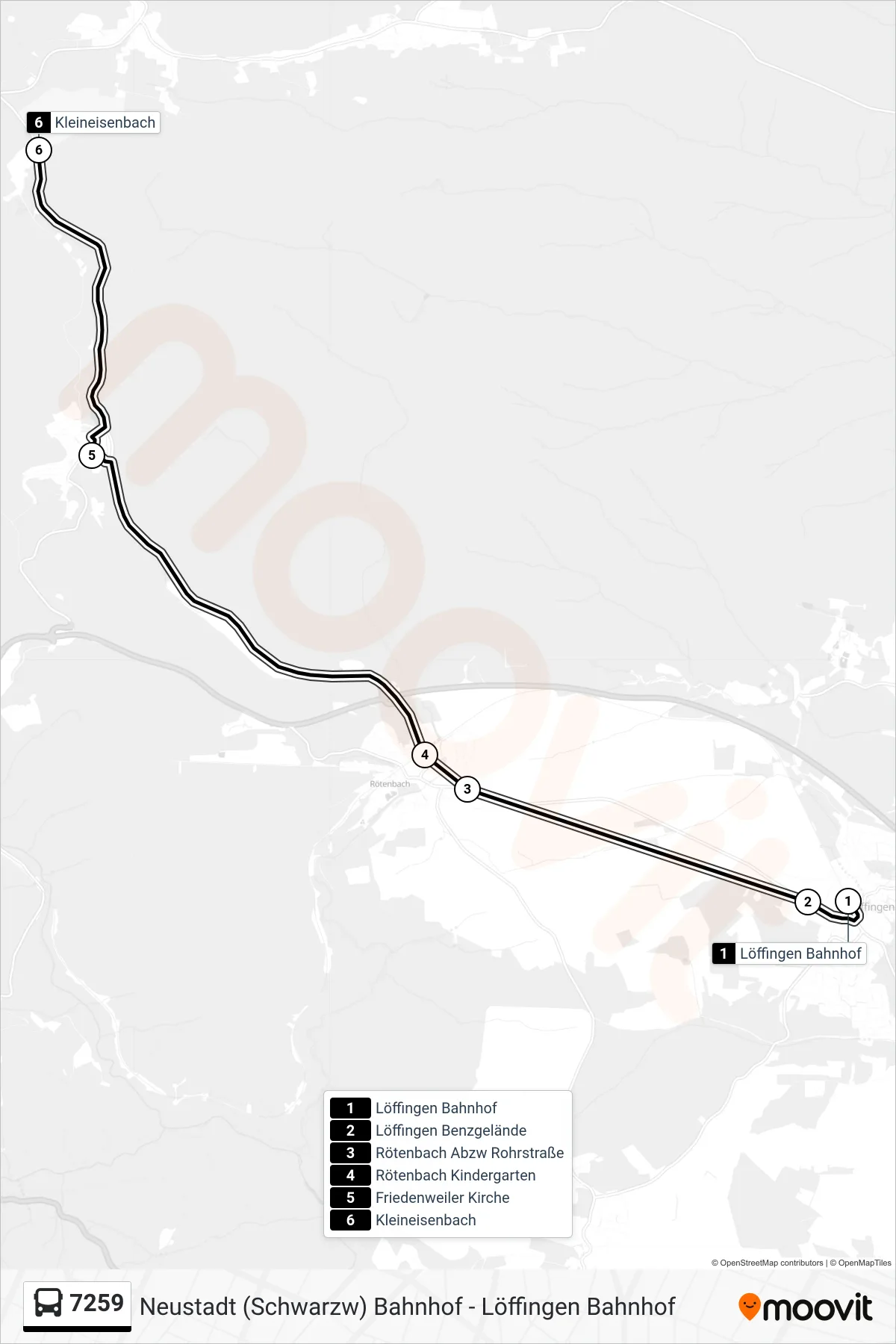 7259 bus Line (Kleineisenbach) route and stops on a map