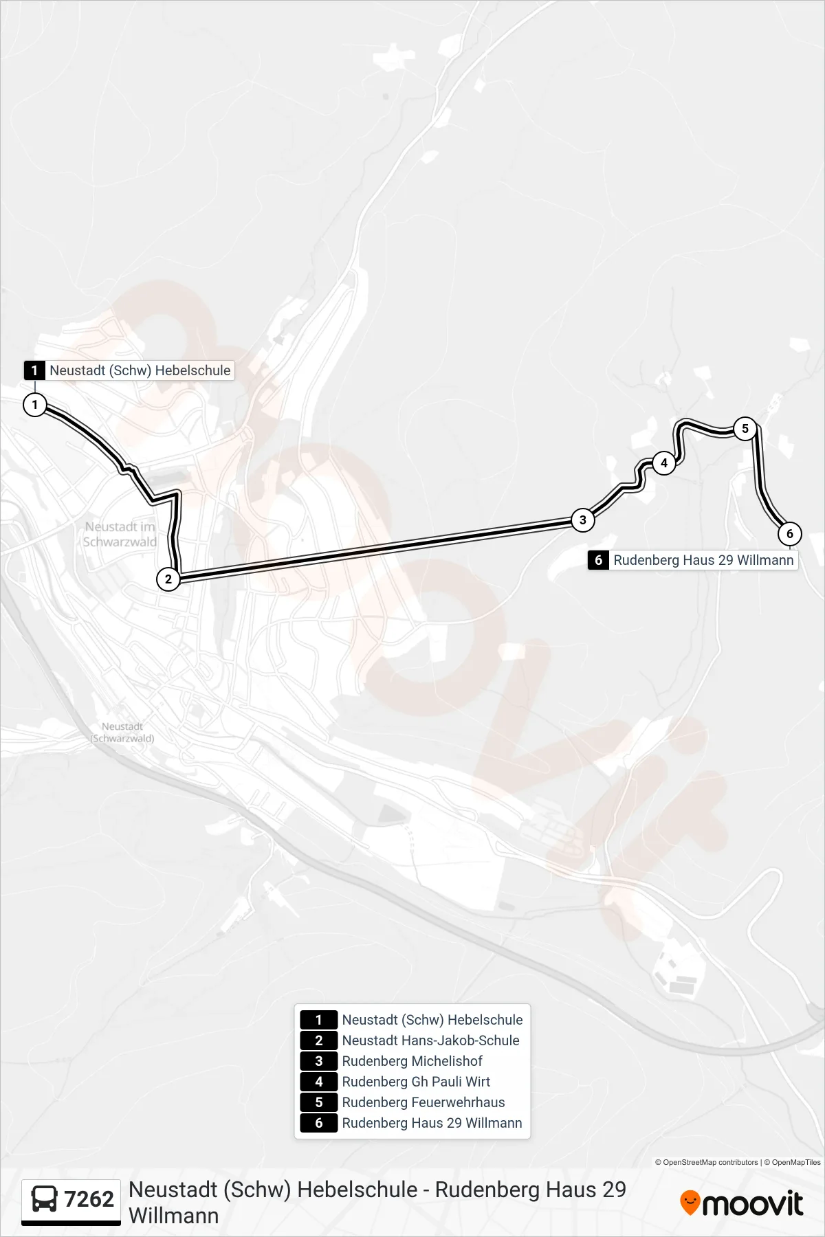 7262 bus Line (Rudenberg Haus 29 Willmann) route and stops on a map