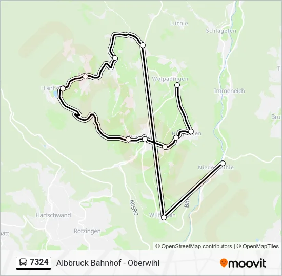 Автобус 7324: карта маршрута