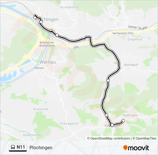 N11 Bus Line Map
