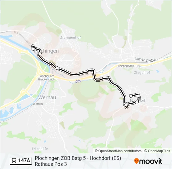 147A Bus Line Map