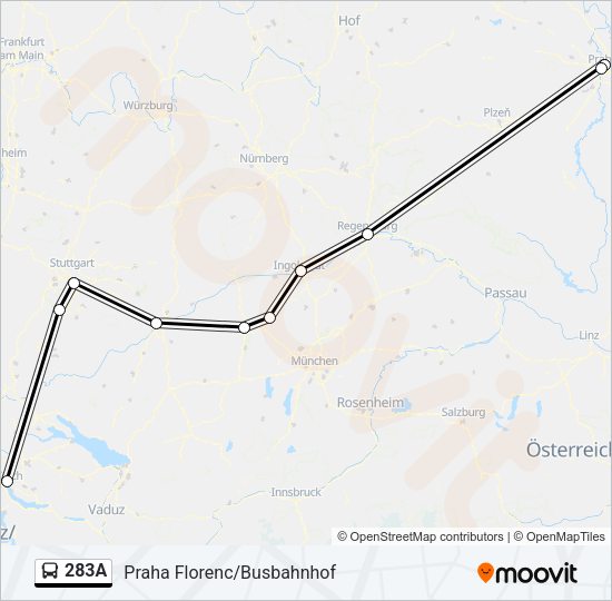 Автобус 283A: карта маршрута