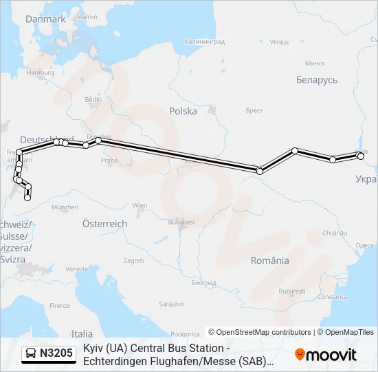 N3205 Bus Line Map