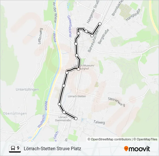 9 Bus Line Map