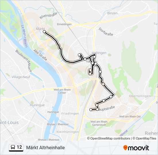 Автобус 12: карта маршрута