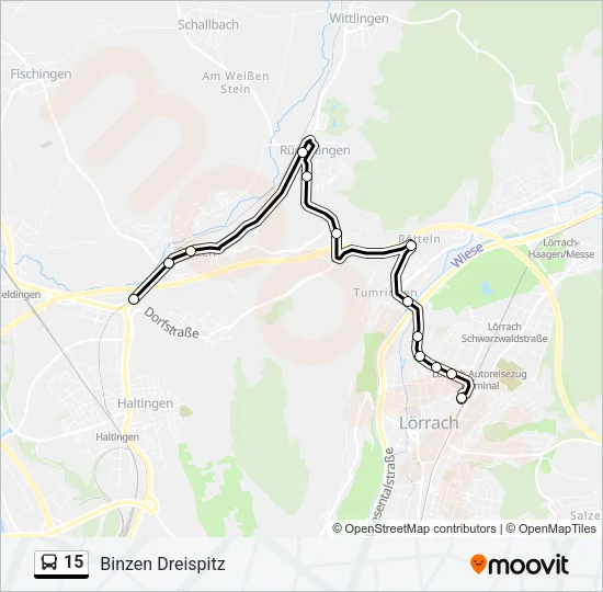 15 Bus Line Map
