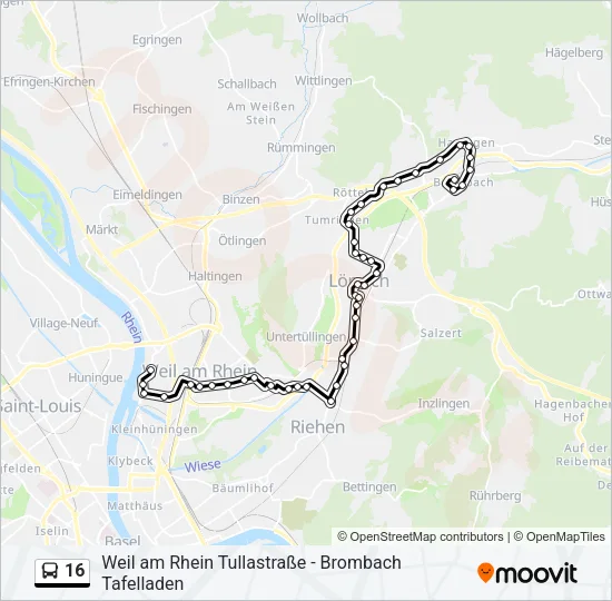 16 Bus Line Map