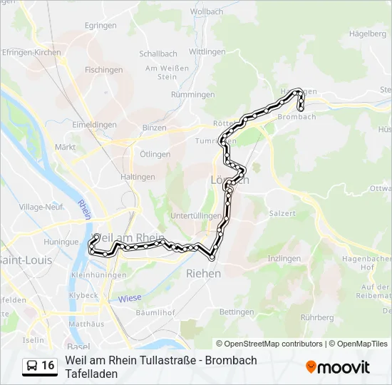 16 Bus Line Map