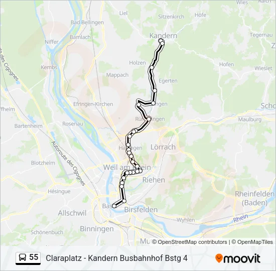 55 Bus Line Map