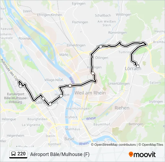 220 Bus Line Map