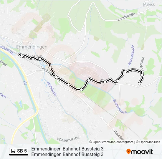 SB 5 Bus Line Map