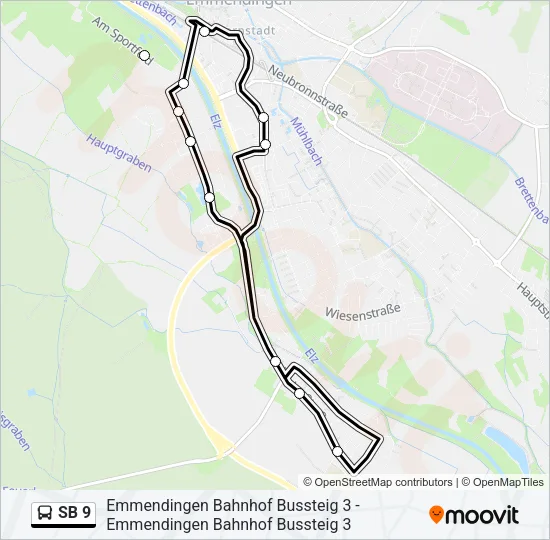 SB 9 Bus Line Map