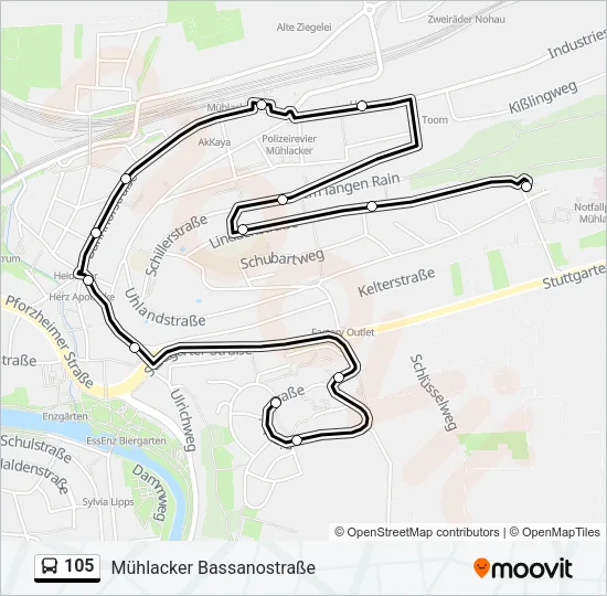 105 Bus Line Map