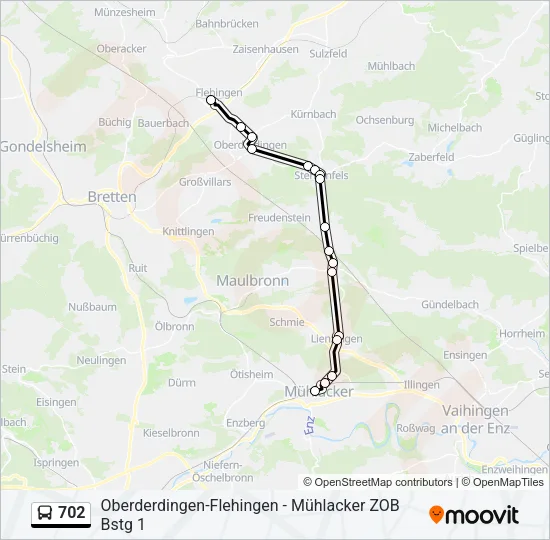 702 Bus Line Map