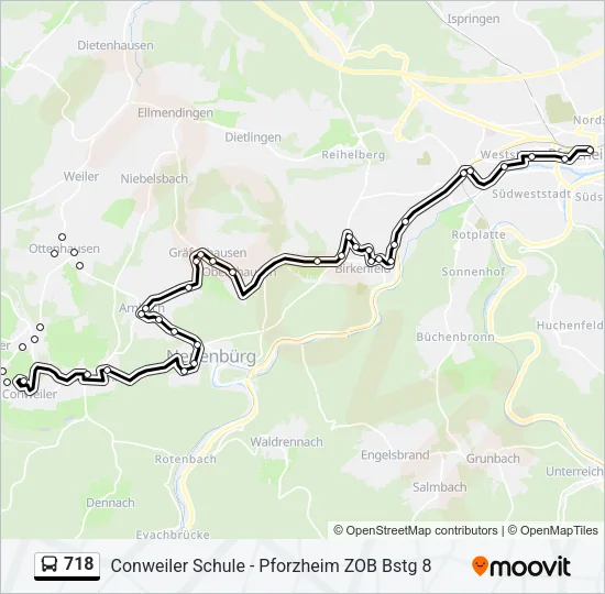 718 Bus Line Map