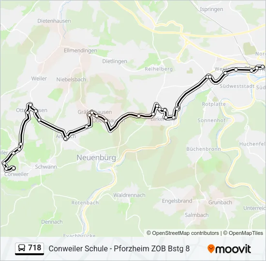 718 Bus Line Map