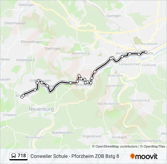 718 Bus Line Map