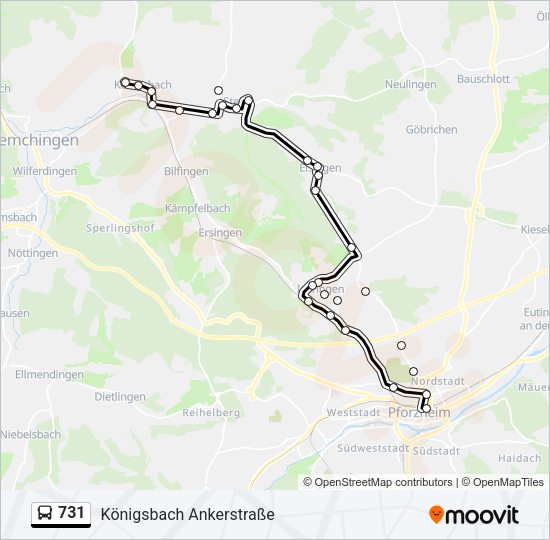 Автобус 731: карта маршрута