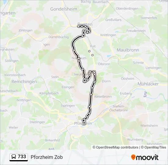 733 Bus Line Map