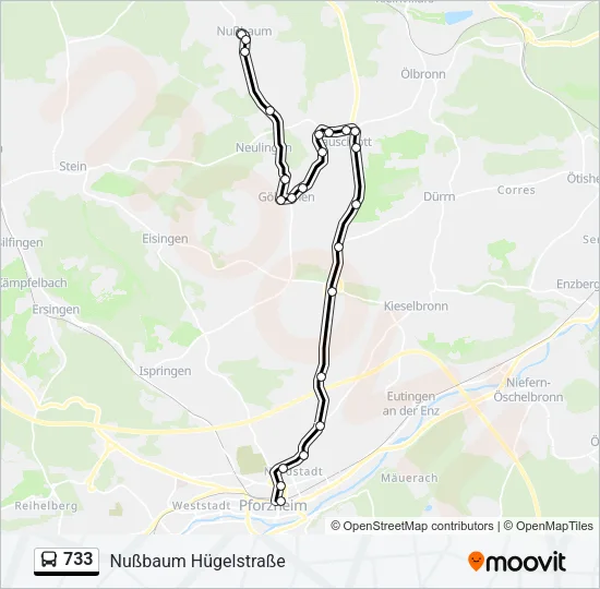 733 Bus Line Map