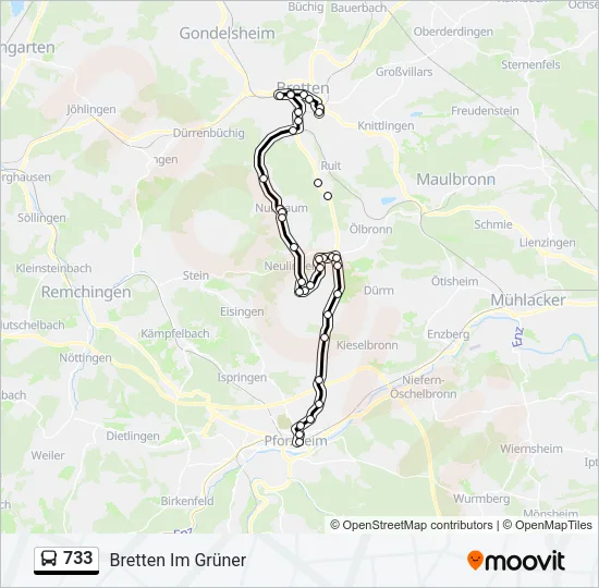 733 Bus Line Map