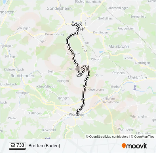 733 Bus Line Map