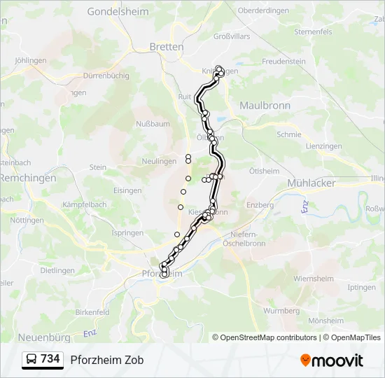 734 Bus Line Map