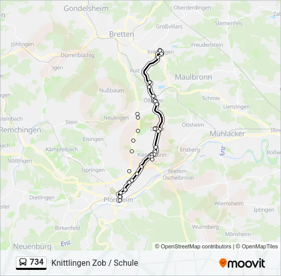 734 Bus Line Map