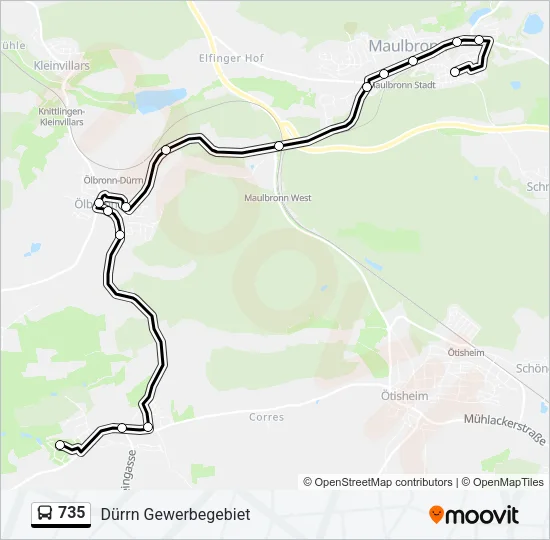 735 Bus Line Map