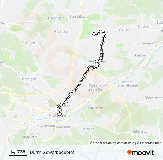 735 Bus Line Map