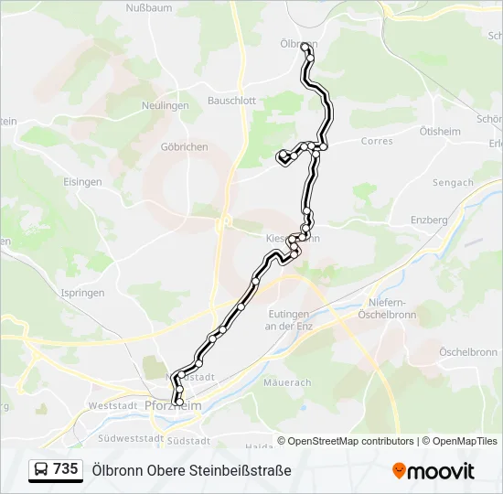 735 Bus Line Map