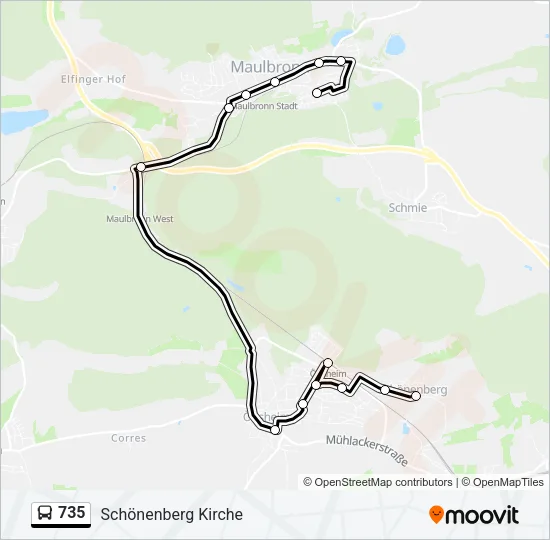 735 Bus Line Map